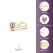 14K Yellow Gold Curved Purple Heart Cubic Zirconia Nose Ring, 20 Gauge