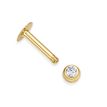 14K Yellow Gold 3 MM Cubic Zirconia Labret Monroe Lip Style Ball Stud Ring