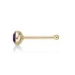 14K Yellow Gold 3 MM Purple Straight Bone Stud Nose Ring, 20 Gauge