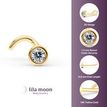 14K Yellow Gold Curved Bezel Set Cubic Zirconia Nose Stud, 20 Gauge
