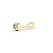 14K Yellow Gold Curved Bezel Set Cubic Zirconia Nose Stud, 20 Gauge