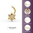 14K Yellow Gold Curved Cubic Zircona Nose Stud, 20 Gauge