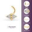 14K Yellow Gold Curved Cubic Zirconia Nose Stud, 20 Gauge