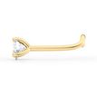 14K Yellow Gold Curved Heart Shaped Cubic Zirconia Nose Stud, 20 Gauge