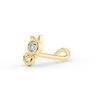 14K Yellow Gold Cat Curved Cubic Zirconia Nose Stud, 20 Gauge