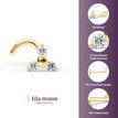 14K Yellow Gold Curved Cubic Zirconia Nose Stud, 20 Gauge