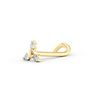 14K Yellow Gold Curved Cubic Zirconia Nose Stud, 20 Gauge