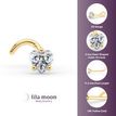 14K Yellow Gold Curved Heart Shaped Cubic Zirconia Nose Stud, 20 Gauge