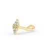 14K Yellow Gold Curved Cubic Zirconia Nose Stud, 20 Gauge