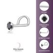 14K White Gold Curved Screw Black Diamond Nose Ring, 0.05 Carat, 20 Gauge