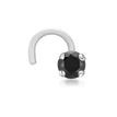 14K White Gold Curved Screw Black Diamond Nose Ring, 0.05 Carat, 20 Gauge