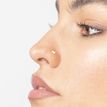 14K White Gold Heart Curved Screw Nose Ring, 20 Gauge